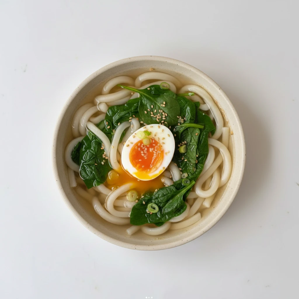 Spinat-Udon-Suppe